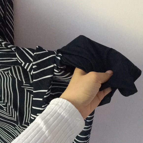 H&M Navy Blue + White Line Patterned Long Sleeve Dress - Picture 6 of 6